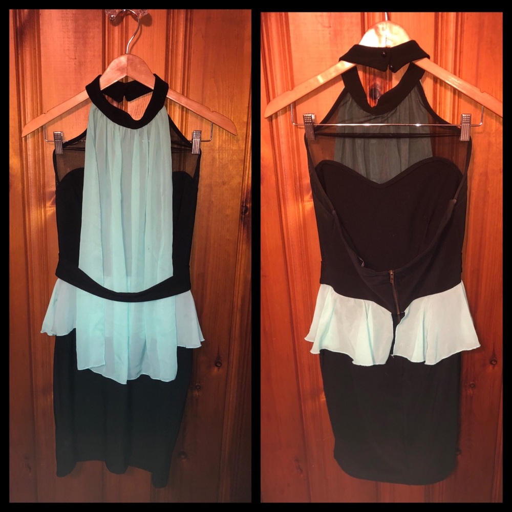 Mint green and black dress